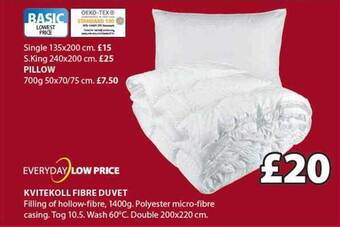 JYSK Kvitekoll fibre duvet offer