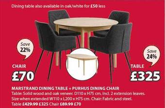 JYSK Marstrand dining table + purhus dining chair offer