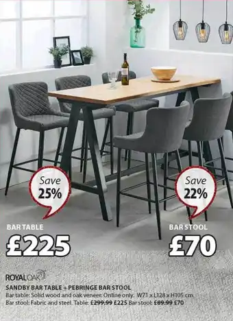 JYSK Sandby bar table + pebringe bar stool offer