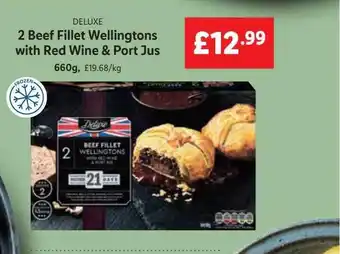 Lidl Deluxe 2 beef fillet wellingtons with red wine & port jus offer