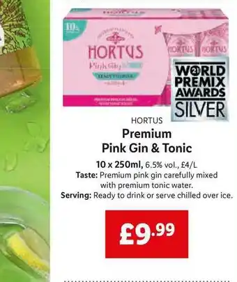 Lidl Hortus Premium Pink Gin & Tonic offer
