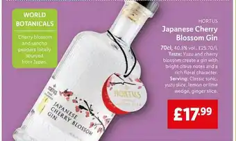 Lidl Hortus Japanese Cherry Blossom Gin offer