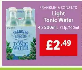 Lidl Franklin & Sons Ltd Light Tonic Water offer