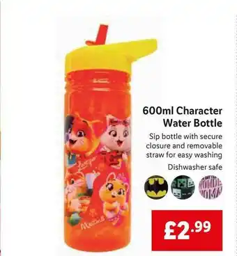 Lidl 600ml Character Water Bottle offer
