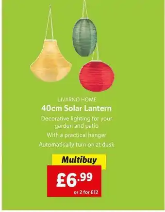 Lidl Livarno Home 40cm Solar Lantern offer