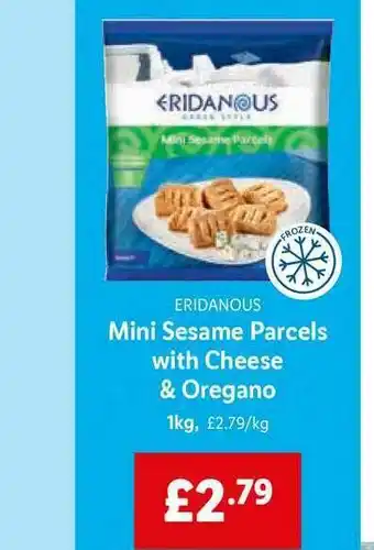 Lidl Eridanous Mini Sesame Parcels With Cheese & Oregano 1kg offer