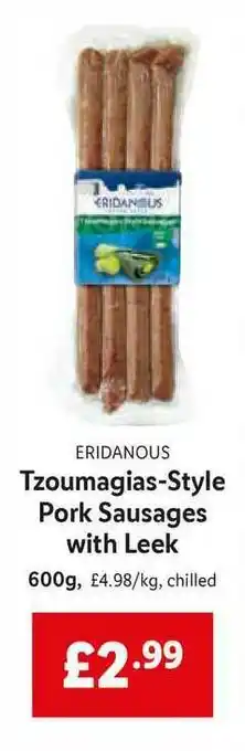 Lidl Eridanous Tzoumagias-style Pork Sausages With Leek offer