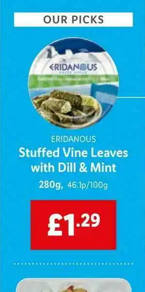 Lidl Eridanous Stuffed Vine Leaves With Dill & Mint offer