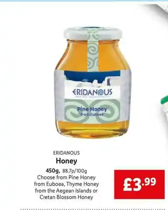 Lidl Eridanous Honey 450g offer