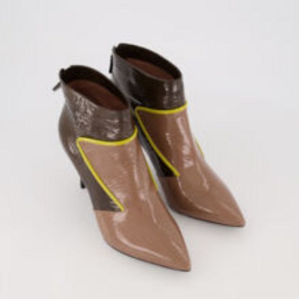 Brown textured leather ankle boots 