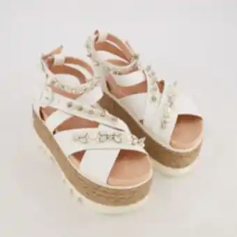 White cross strap sandals