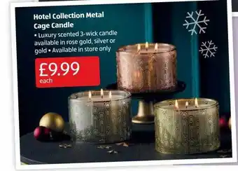 Aldi Hotel collection metal cage candle offer