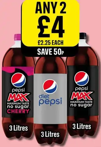 Iceland Pepsi Max, Diet Pepsi or Pepsi Max no Sugar Any 2 offer
