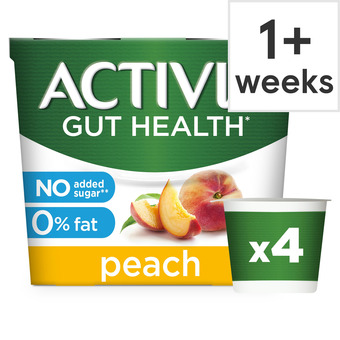 Tesco Activia peach no added sugar yogurt 4x115g offer