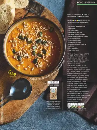 Tesco Roasted Carrot & apple Soup with Toasted Seeds per Serve offer