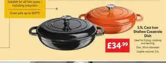 Lidl 3.1l cast iron shallow casserole dish offer