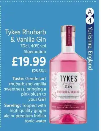 Lidl Tykes rhubarb & vanilla gin offer