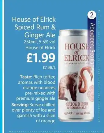 Lidl House of elrick spiced rum & ginger ale offer