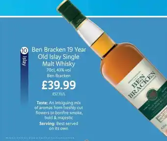 Lidl Ben bracken 19 year old islay single malt whisky offer