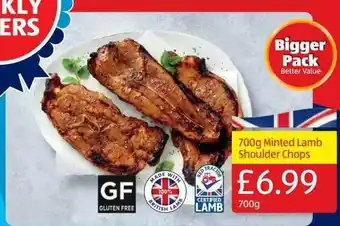 Aldi 700 g minted lamb shoulder chops offer