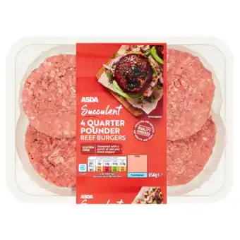 Asda Asda succulent 4 quarter pounder beef burgers offer