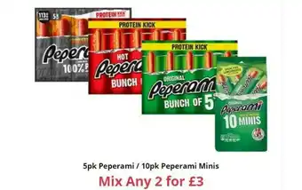 Farmfoods 5pk Peperami - 10pk Peperami Minis offer
