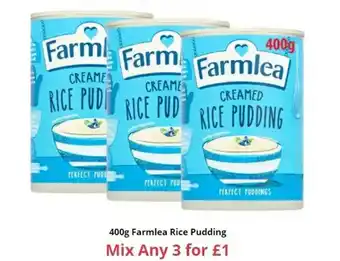 Farmfoods 400g Farmlea Rice Pudding offer
