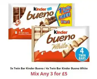 Farmfoods 5x Twin Bar Kinder Bueno - 4x Twin Bar Kinder Bueno White offer