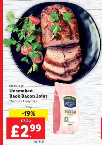 Lidl Unsmoked Back Bacon Joint offer