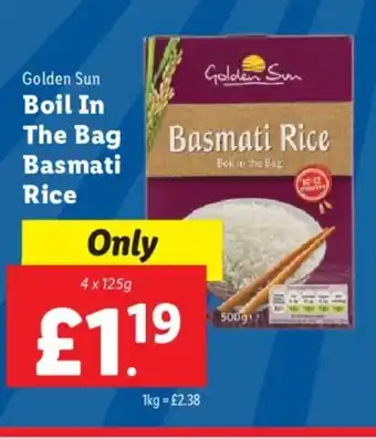 Lidl Golden Sun Boil In The Bag Basmati Rice offer