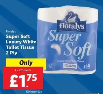 Lidl Floralys Super Soft Luxury White Toilet Tissue offer