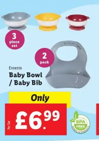 Lidl Ernesto Baby Bowl, Baby Bib offer