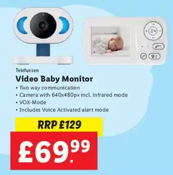 Lidl Telefunken Video Baby Monitor offer