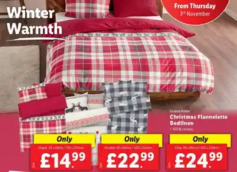 Lidl Livarro Home Christmas Flannelette Bedlinen Single offer