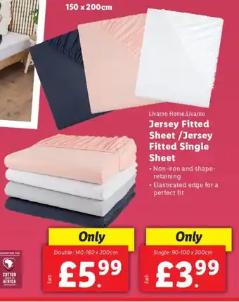 Lidl Livarro Home Jersey Fitted Sheet, Jersey Fitted Single Sheet offer