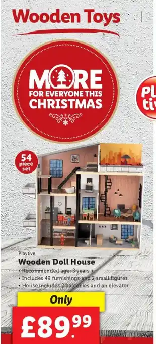 Lidl Playtive Wooden Doll House offer