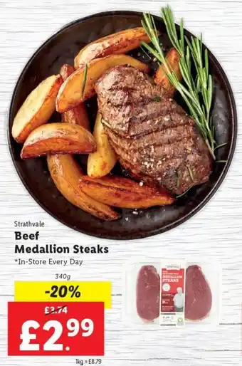 Lidl Strathvale Beef Medallion Steaks offer