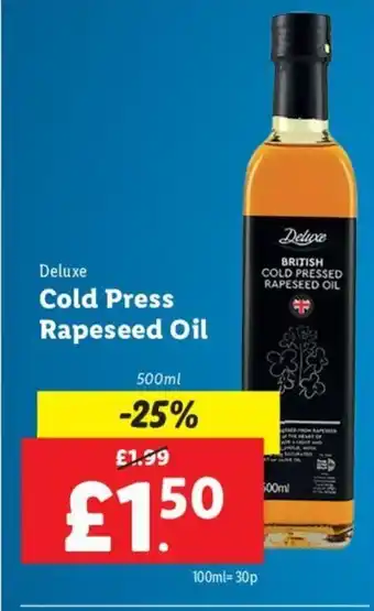 Lidl Deluxe Cold Press Rapeseed Oil offer