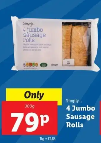 Lidl Simply 4 Jumbo Sausage Rolls offer