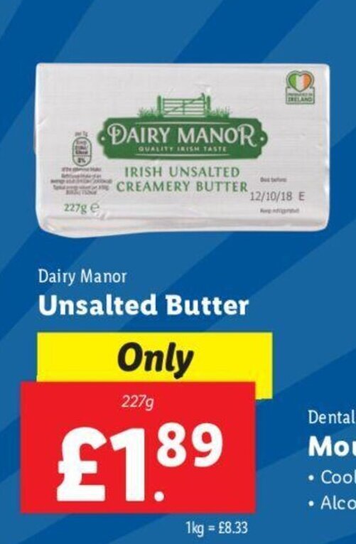 Dairy Manor Unsalted Butter offer at Lidl