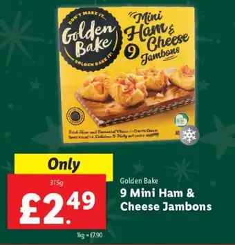 Lidl Golden Bake 9 Mini Ham & Cheese Jambons offer