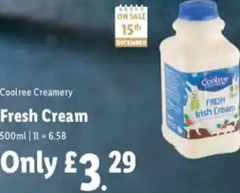 Lidl Coolree Creamery Fresh Cream 500 ml offer