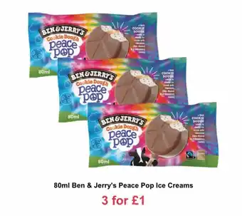 Farmfoods 80ml ben & jerry's peace pop ice creams offer