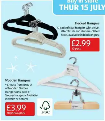 Aldi Flocked Hangers, Wooden Hangers offer
