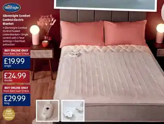 Aldi Silentnight Comfort Control Electric Blanket Single 19.99 offer