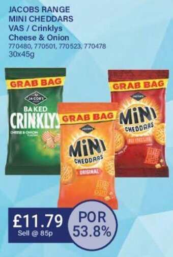 Bestway Jacobs Range Mini Cheddars Vas/ Crinklys Cheese & Onion offer