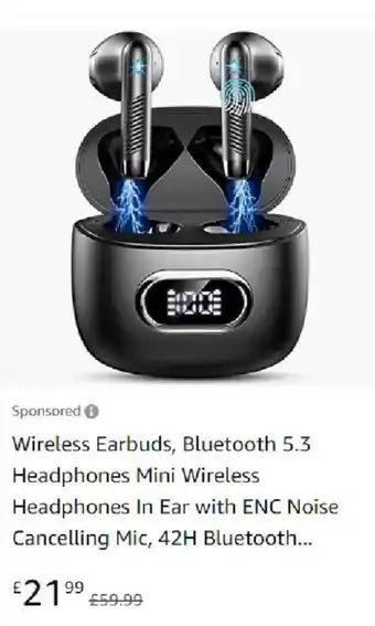Wireless Earbuds, Bluetooth 5.3 Headphones, Mini Wireless Headphones In Ear With ENC Noise Cancelling Mic