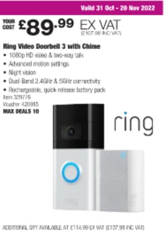 Ring Video Doorbell 3 With Chime