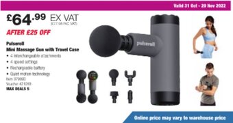 Costco Pulseroll Mini Massage Gun With Travel Case offer