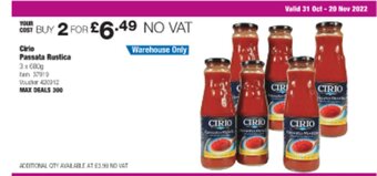 Costco Cirio Passata Rustica offer